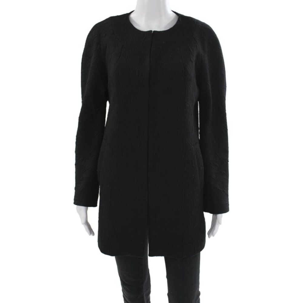 Les Petites Womens Overcoat Black Snap Solid Long Sleeve Size S
